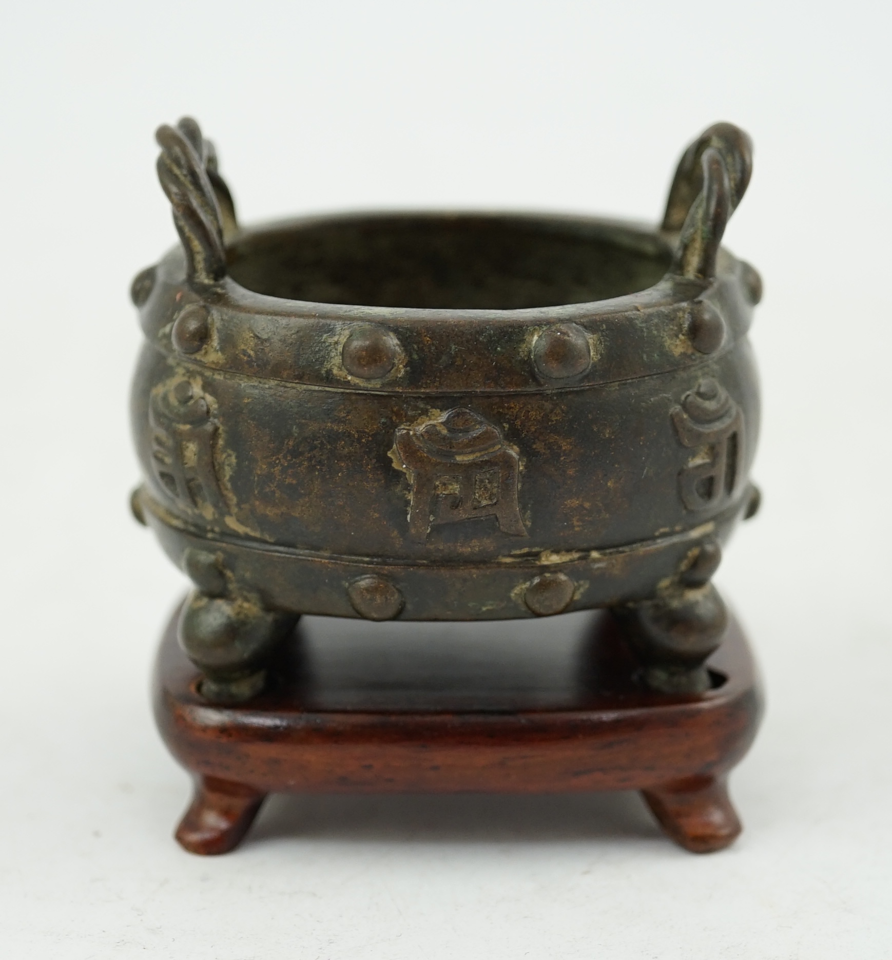 A Chinese miniature bronze censer, Xuande mark, probably 17th/18th century